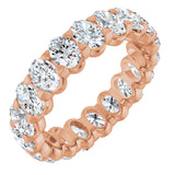 14K Gold Oval Natural Diamond Low Profile Eternity Band - 5x3.5mm Stones - Rose Gold