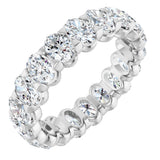 14K Gold Oval Natural Diamond Low Profile Eternity Band - 5x3.5mm Stones - White Gold