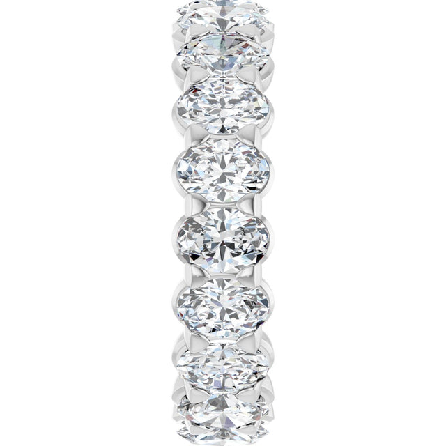 14K Gold Oval Lab-Grown Diamond Low Profile Eternity Band - 5x3.5mm Stones - White Gold - view 4