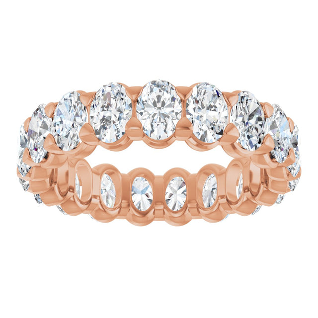 14K Gold Oval Lab-Grown Diamond Low Profile Eternity Band - 5x3.5mm Stones - Rose Gold - view 3