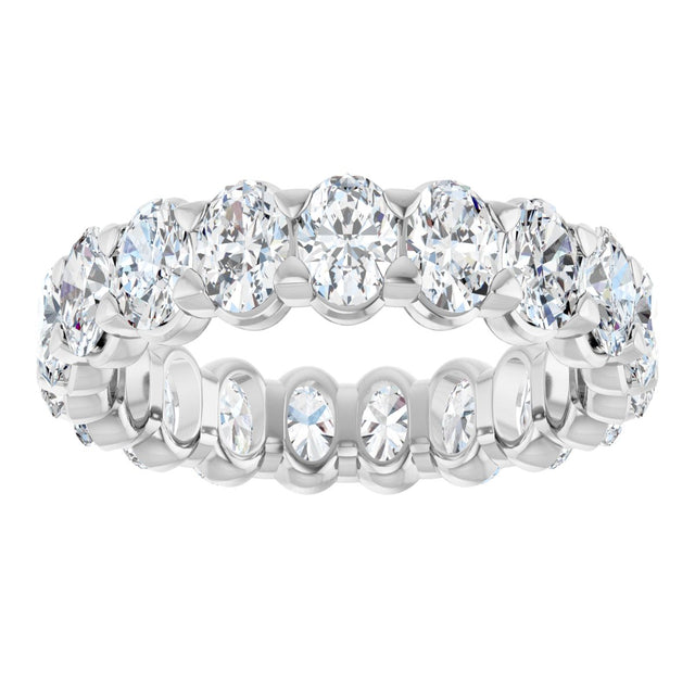 14K Gold Oval Lab-Grown Diamond Low Profile Eternity Band - 5x3.5mm Stones - White Gold - view 3