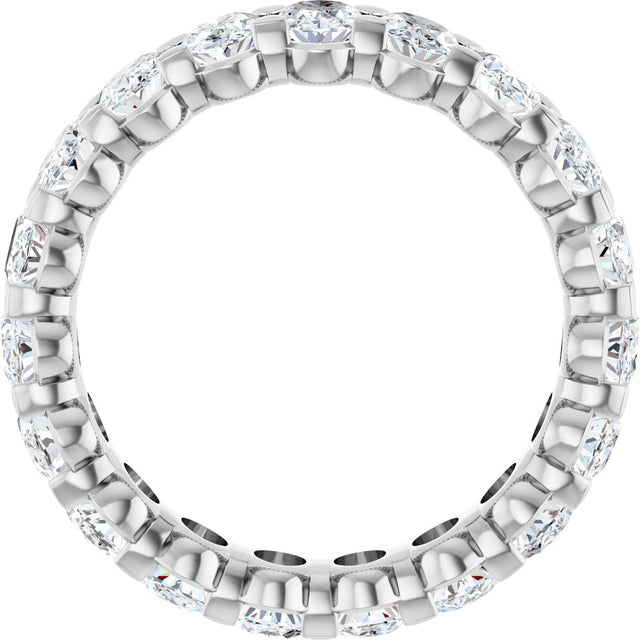 14K Gold Oval Natural Diamond Low Profile Eternity Band - 5x3.5mm Stones - White Gold - view 2