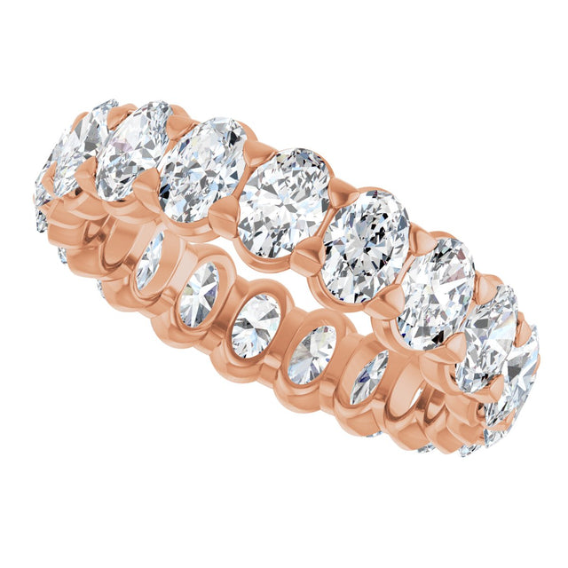 14K Gold Oval Lab-Grown Diamond Low Profile Eternity Band - 5x3.5mm Stones - Rose Gold - view 5