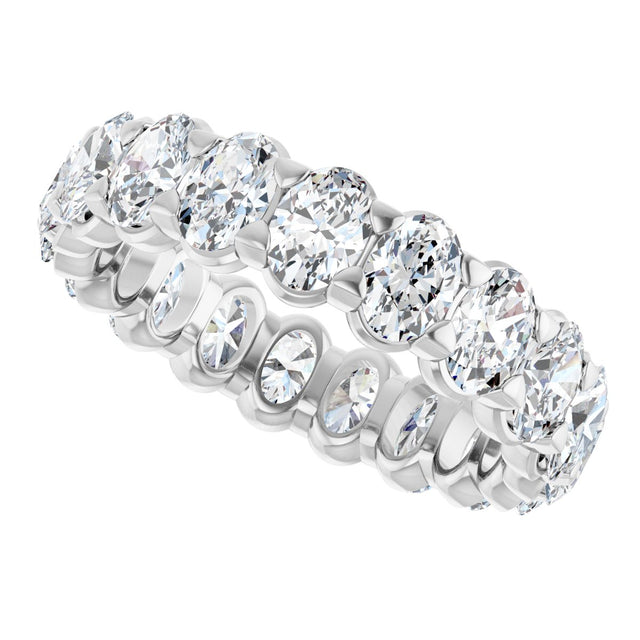 14K Gold Oval Natural Diamond Low Profile Eternity Band - 5x3.5mm Stones - White Gold - view 5