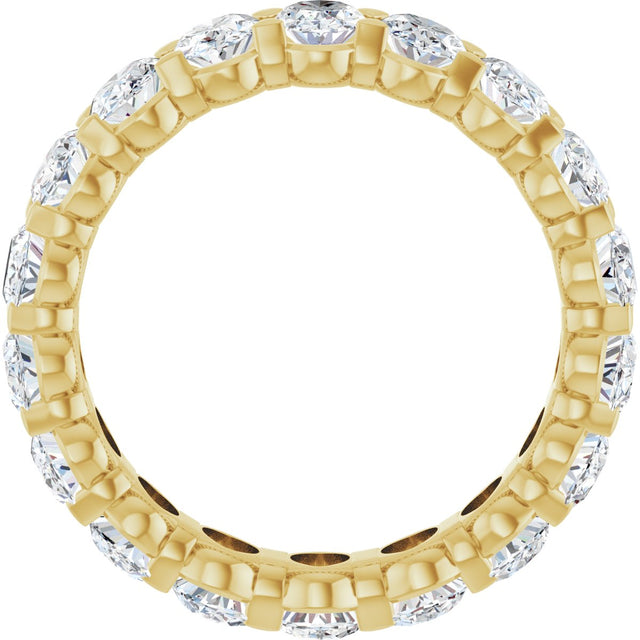 14K Gold Oval Lab-Grown Diamond Low Profile Eternity Band - 5x3.5mm Stones - Yellow Gold - view 2
