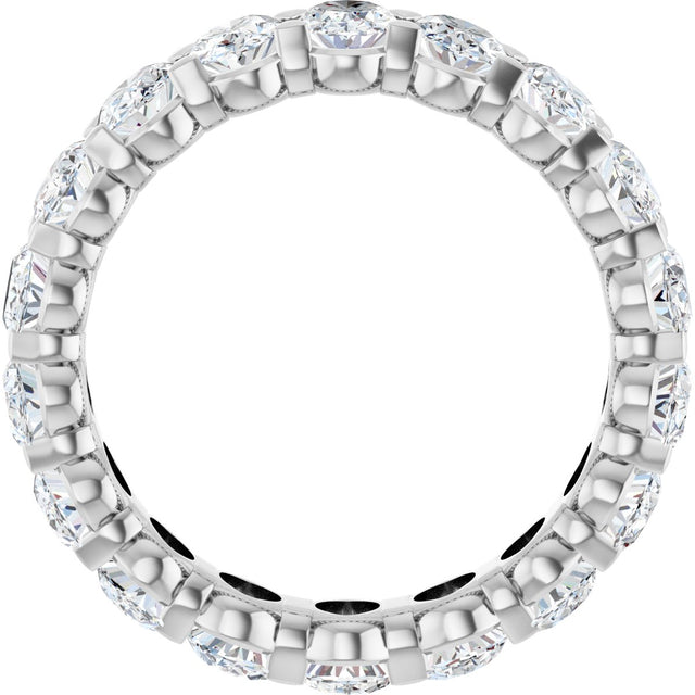 14K Gold Oval Natural Diamond Low Profile Eternity Band - 5x3.5mm Stones - White Gold - view 2