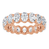 14K Gold Oval Natural Diamond Low Profile Eternity Band - 5x3.5mm Stones - Rose Gold - view 3