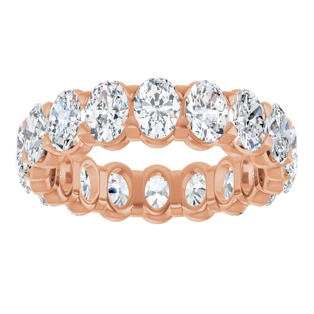 14K Gold Oval Natural Diamond Low Profile Eternity Band - 5x3.5mm Stones - Rose Gold - view 3