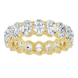 14K Gold Oval Natural Diamond Low Profile Eternity Band - 5x3.5mm Stones - Yellow Gold - view 3