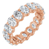 14K Gold Oval Natural Diamond Low Profile Eternity Band - 5x3.5mm Stones - Rose Gold