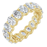 14K Gold Oval Natural Diamond Low Profile Eternity Band - 5x3.5mm Stones - Yellow Gold