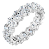 14K Gold Oval Natural Diamond Low Profile Eternity Band - 5x3.5mm Stones - White Gold