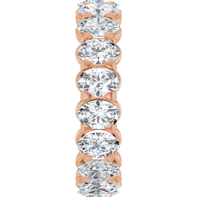 14K Gold Oval Natural Diamond Low Profile Eternity Band - 5x3.5mm Stones - Rose Gold - view 4