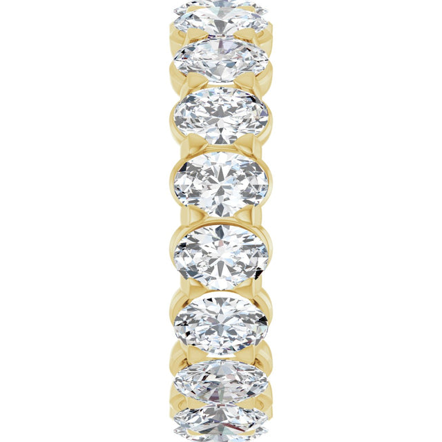14K Gold Oval Natural Diamond Low Profile Eternity Band - 5x3.5mm Stones - Yellow Gold - view 4