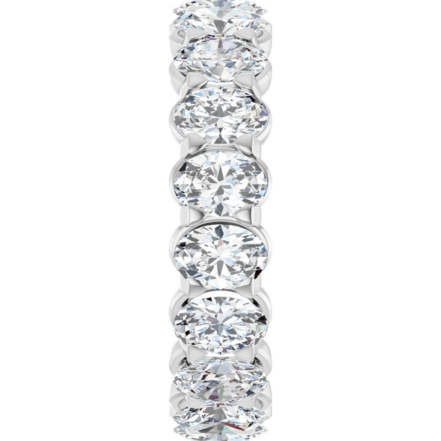 14K Gold Oval Natural Diamond Low Profile Eternity Band - 5x3.5mm Stones - White Gold - view 4