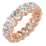 14K Gold Oval Natural Diamond Low Profile Eternity Band - 5x3.5mm Stones - Rose Gold