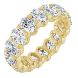 14K Gold Oval Natural Diamond Low Profile Eternity Band - 5x3.5mm Stones - Yellow Gold
