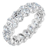 14K Gold Oval Natural Diamond Low Profile Eternity Band - 5x3.5mm Stones - White Gold