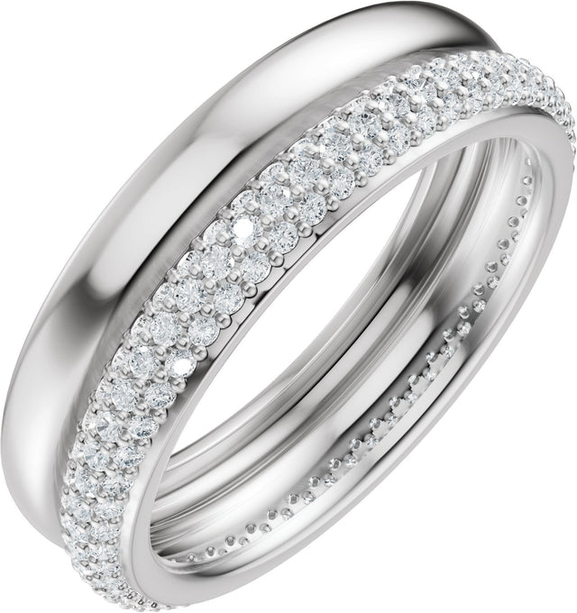 14K Gold Round Lab-Grown Diamond Pavé-Style Eternity Band - .9mm Stones - White Gold