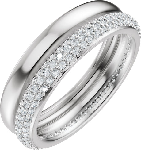 Platinum Round Lab-Grown Diamond Pavé-Style Eternity Band - .9mm Stones