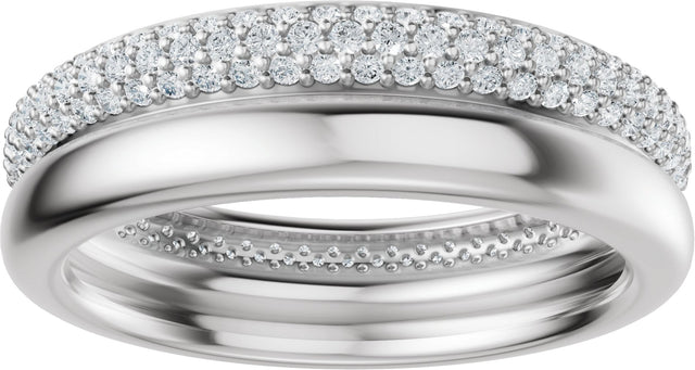 14K Gold Round Lab-Grown Diamond Pavé-Style Eternity Band - .9mm Stones - White Gold - view 3