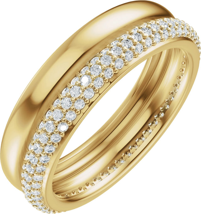 14K Gold Round Lab-Grown Diamond Pavé-Style Eternity Band - .9mm Stones - Yellow Gold