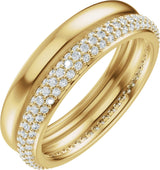 14K Gold Round Natural Diamond Pavé-Style Eternity Band - .9mm Stones - Yellow Gold