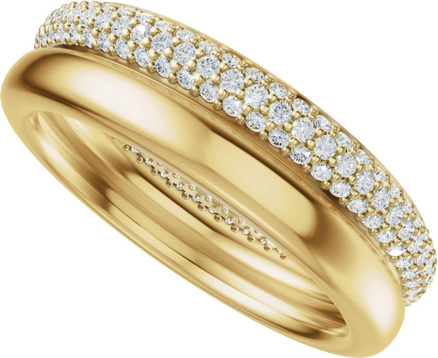 14K Gold Round Natural Diamond Pavé-Style Eternity Band - .9mm Stones - Yellow Gold - view 5
