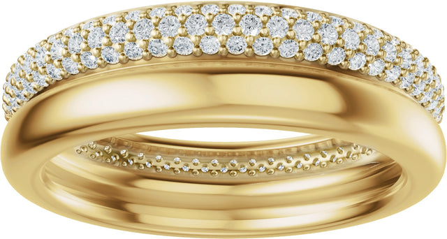 14K Gold Round Lab-Grown Diamond Pavé-Style Eternity Band - .9mm Stones - Yellow Gold - view 3