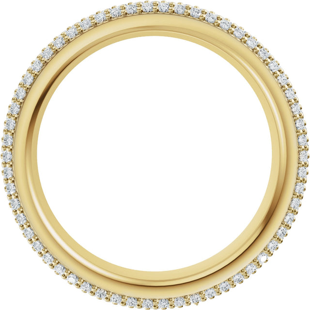 14K Gold Round Lab-Grown Diamond Pavé-Style Eternity Band - .9mm Stones - Yellow Gold - view 2