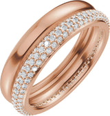 14K Gold Round Lab-Grown Diamond Pavé-Style Eternity Band - .9mm Stones - Rose Gold