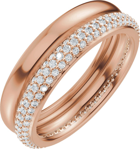 14K Gold Round Lab-Grown Diamond Pavé-Style Eternity Band - .9mm Stones - Rose Gold