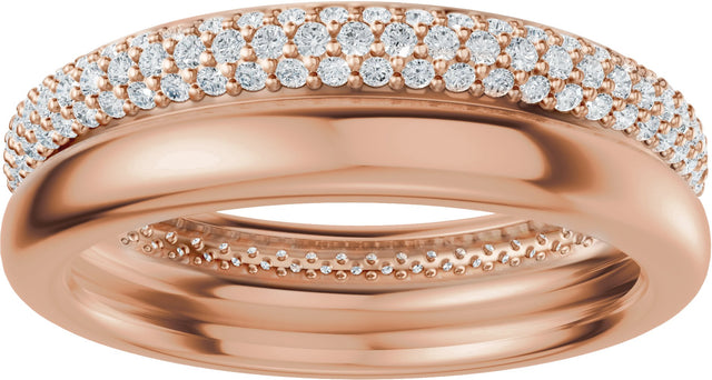 14K Gold Round Lab-Grown Diamond Pavé-Style Eternity Band - .9mm Stones - Rose Gold - view 3
