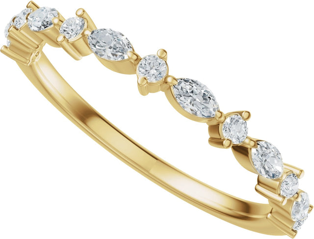 14K Gold Marquise Natural Diamond Anniversary Band – 1/4 CTW (Style 689631) - Yellow Gold - view 5