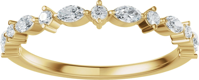 14K Gold Marquise Natural Diamond Anniversary Band – 1/4 CTW (Style 689631) - Yellow Gold - view 3
