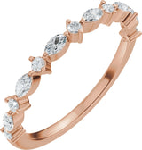 14K Gold Marquise Natural Diamond Anniversary Band – 1/4 CTW (Style 689631) - Rose Gold
