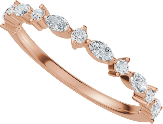 14K Gold Marquise Natural Diamond Anniversary Band – 1/4 CTW (Style 689631) - Rose Gold - view 5