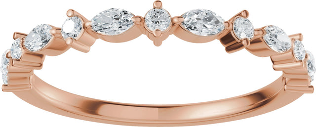 14K Gold Marquise Lab-Grown Diamond Anniversary Band – 1/4 CTW (Style 689631) - Rose Gold - view 3