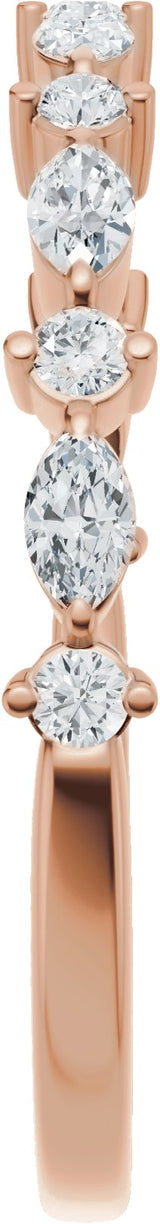14K Gold Marquise Lab-Grown Diamond Anniversary Band – 1/4 CTW (Style 689631) - Rose Gold - view 4