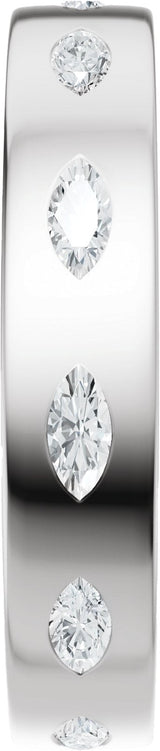 Platinum Marquise Natural Diamond Eternity Band – 3.5x1.7 mm Stones - view 4
