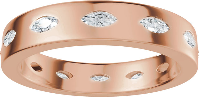 14K Gold Marquise Lab-Grown Diamond Eternity Band – 3.5x1.7 mm Stones - Rose Gold - view 3