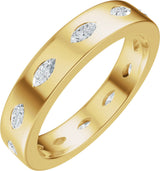 14K Gold Marquise Lab-Grown Diamond Eternity Band – 3.5x1.7 mm Stones - Yellow Gold
