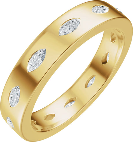 14K Gold Marquise Lab-Grown Diamond Eternity Band – 3.5x1.7 mm Stones - Yellow Gold