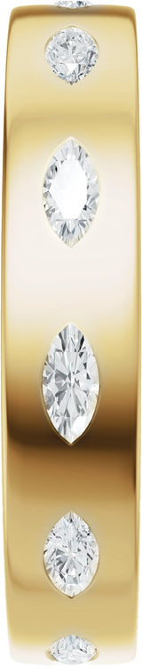 14K Gold Marquise Lab-Grown Diamond Eternity Band – 3.5x1.7 mm Stones - Yellow Gold - view 4
