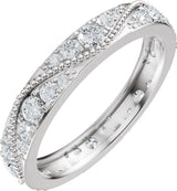 14K Gold Round Natural Diamond Eternity Band – 2.3 mm Stones - White Gold