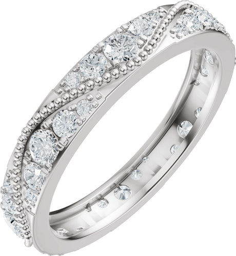 Platinum Round Natural Diamond Eternity Band – 2.3 mm Stones