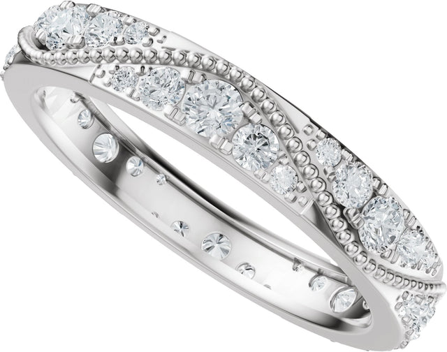 Platinum Round Natural Diamond Eternity Band – 2.3 mm Stones - view 5