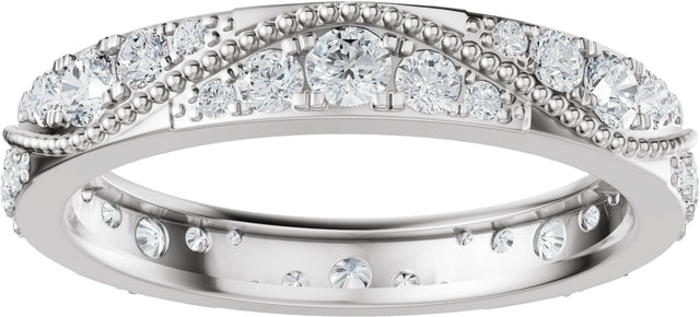 Platinum Round Natural Diamond Eternity Band – 2.3 mm Stones - view 3