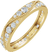 14K Gold Round Lab-Grown Diamond Eternity Band – 2.3 mm Stones - Yellow Gold