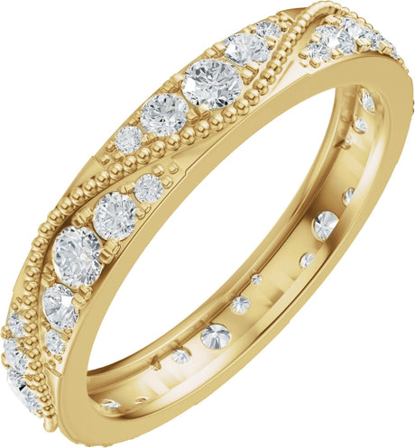 14K Gold Round Lab-Grown Diamond Eternity Band – 2.3 mm Stones - Yellow Gold